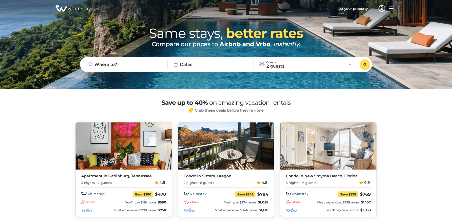 Whimstay website preview